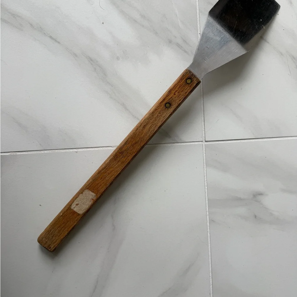 Vintage Stainless Steel BBQ Spatula Wood Handle Large